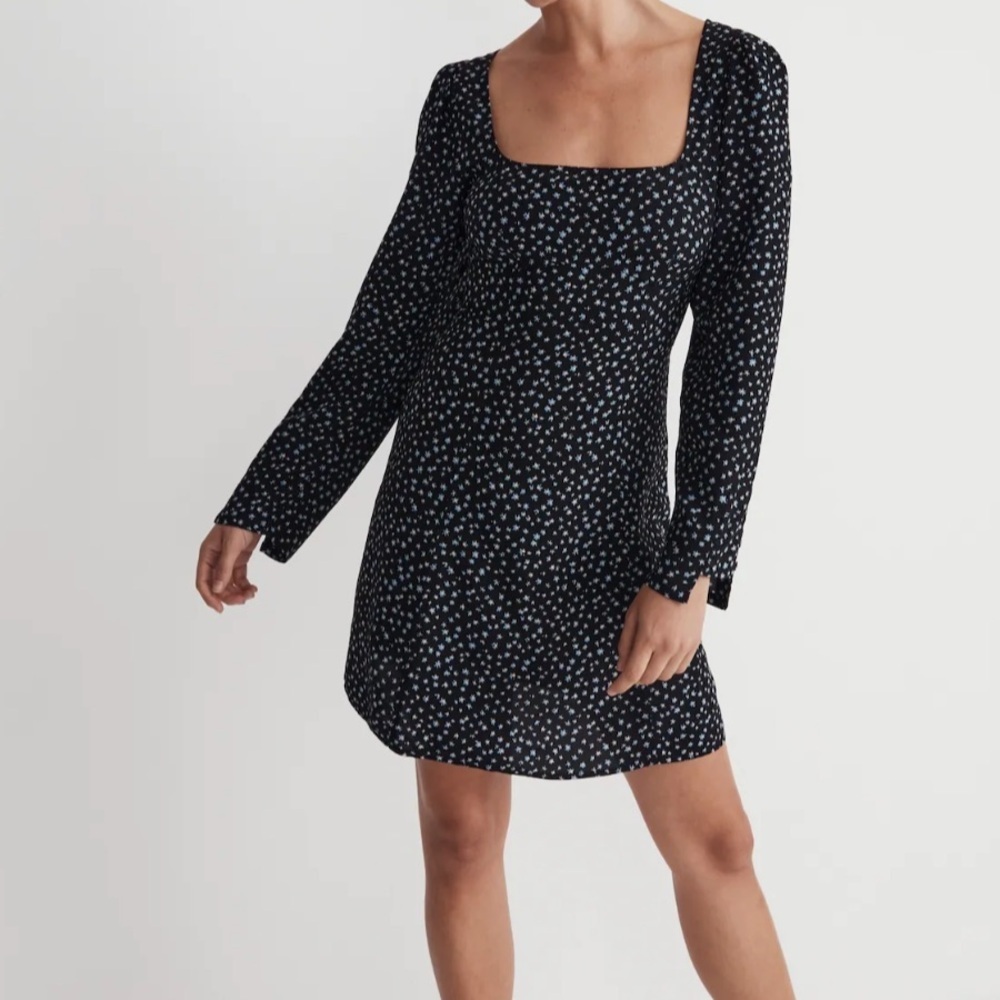 Madewell Seamed Long-Sleeve Mini Dress in Ditsy Floral Size 4